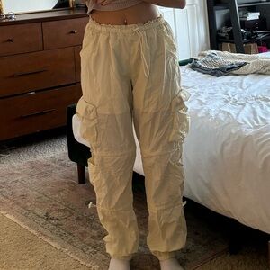 Cream cargo pants worn once